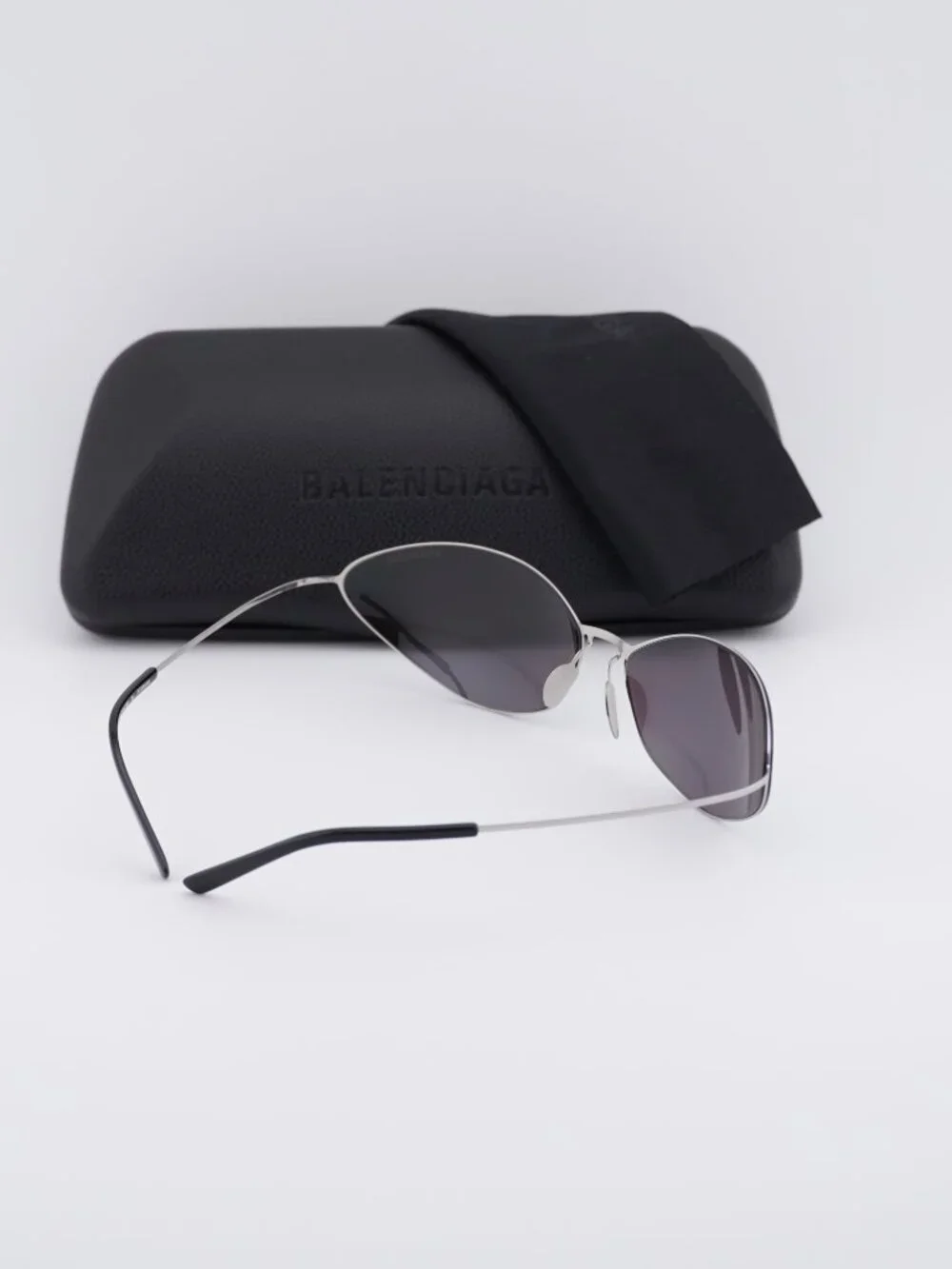 Balenciaga BB0350S 004 Cat Eye Sunglasses - Silver/Silver Mirror